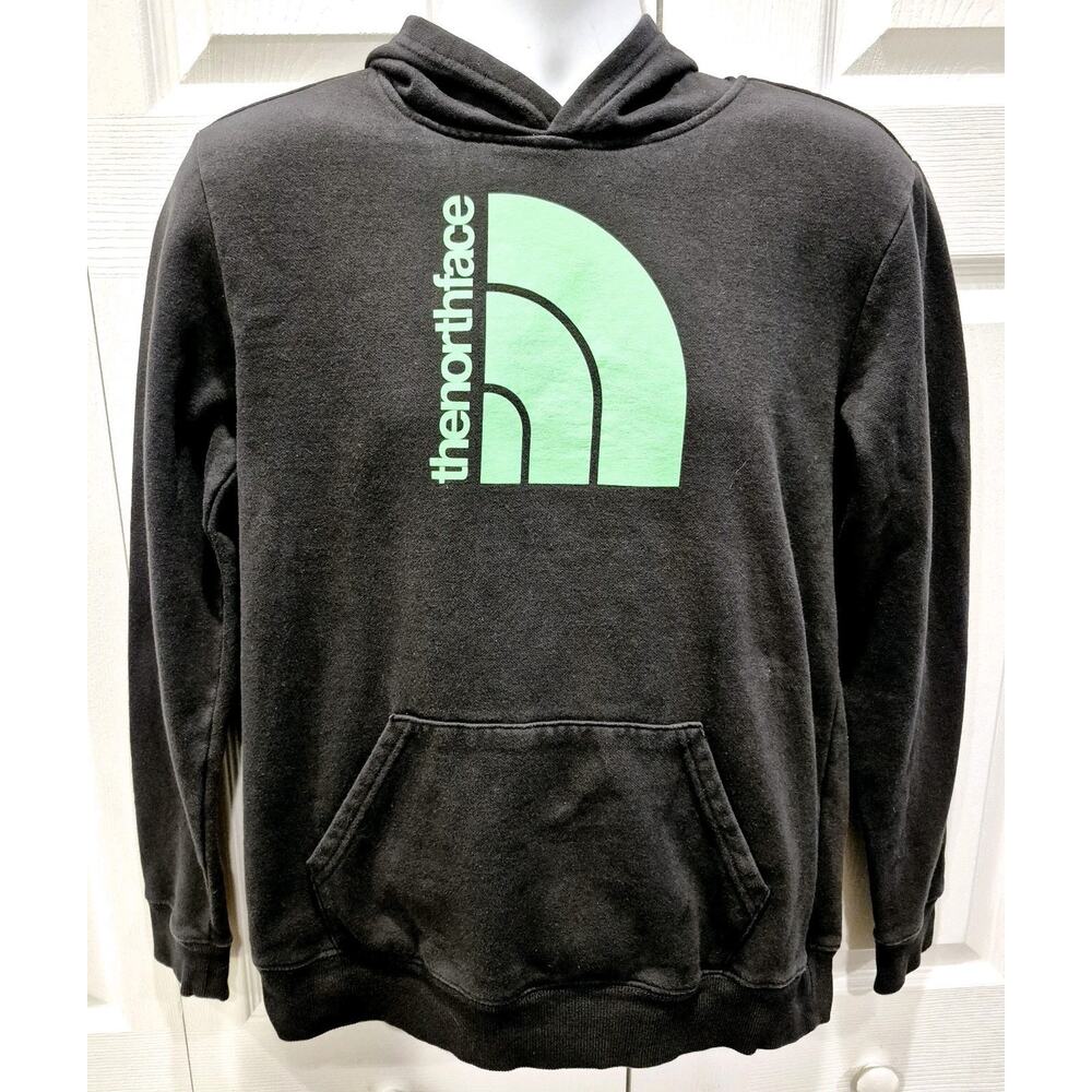 The North Face Hoodie Boys XXL 18-20 Regular Black Green Sweater Pullover Logo